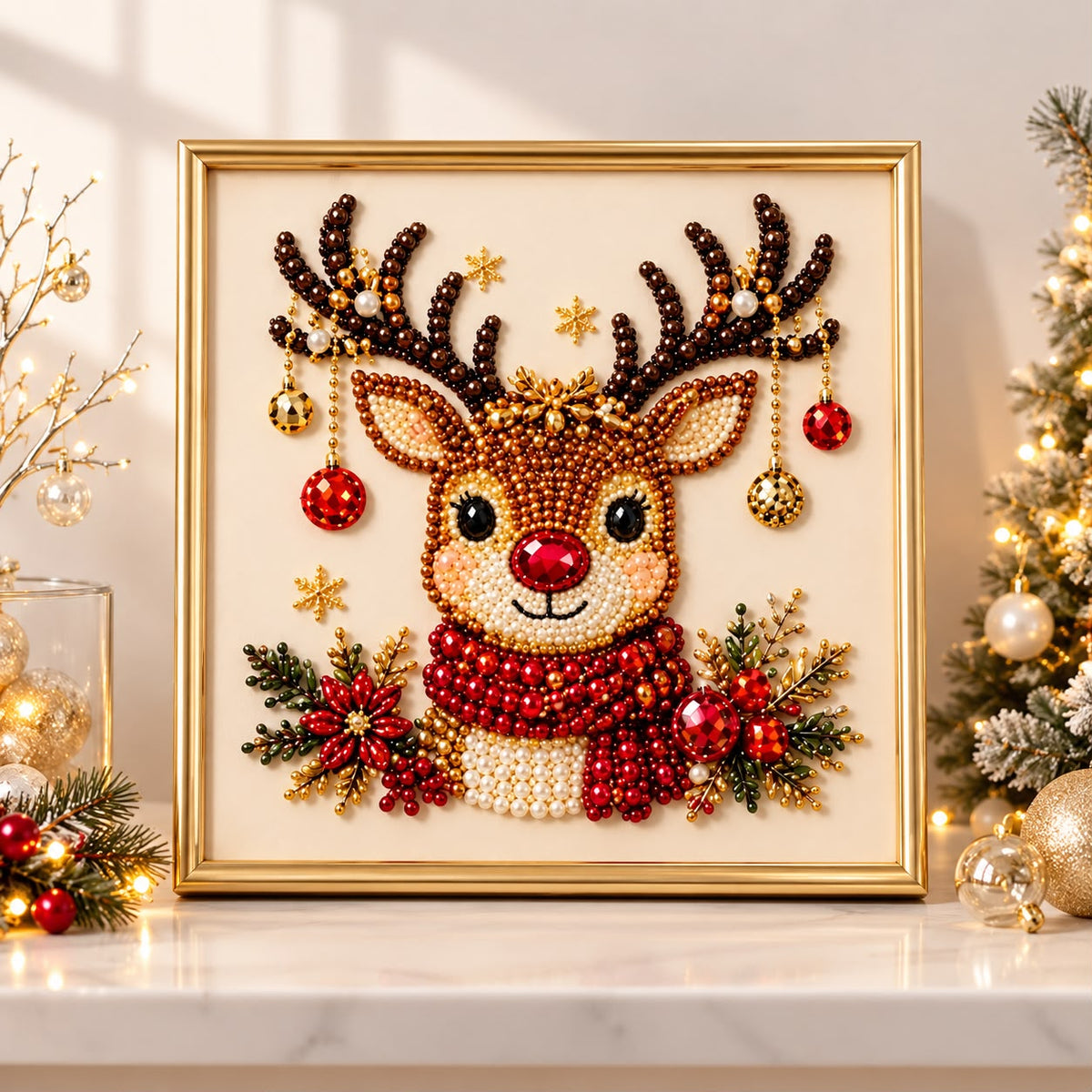 CHRISTMAS PEARL DIAMOND
PAINTING KIT WITH FRAME