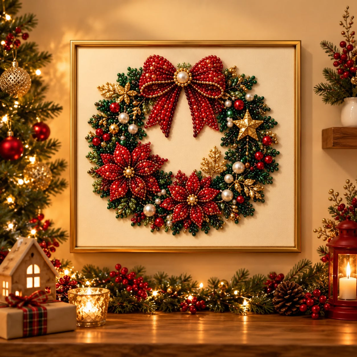 CHRISTMAS PEARL DIAMOND
PAINTING KIT WITH FRAME