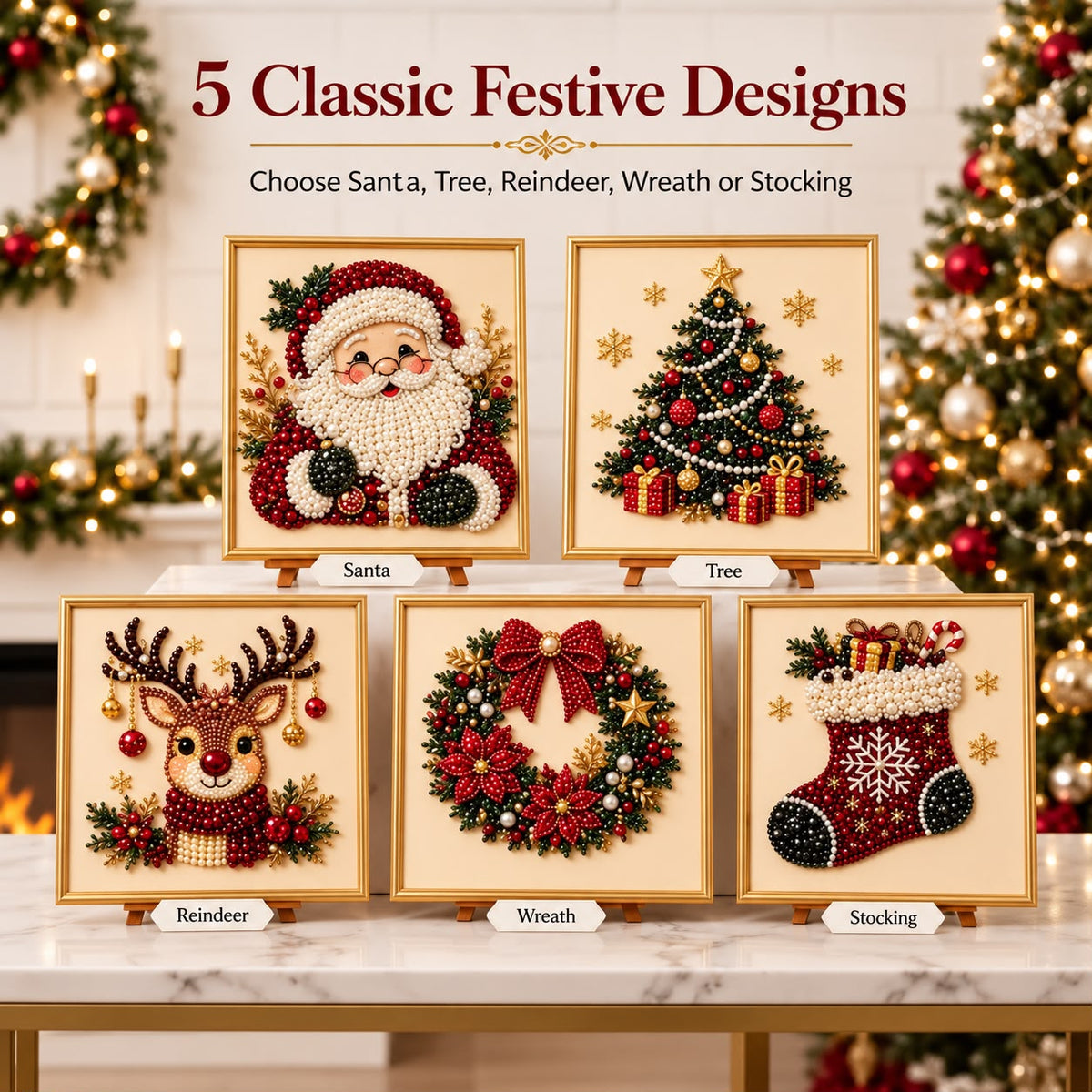 CHRISTMAS PEARL DIAMOND
PAINTING KIT WITH FRAME