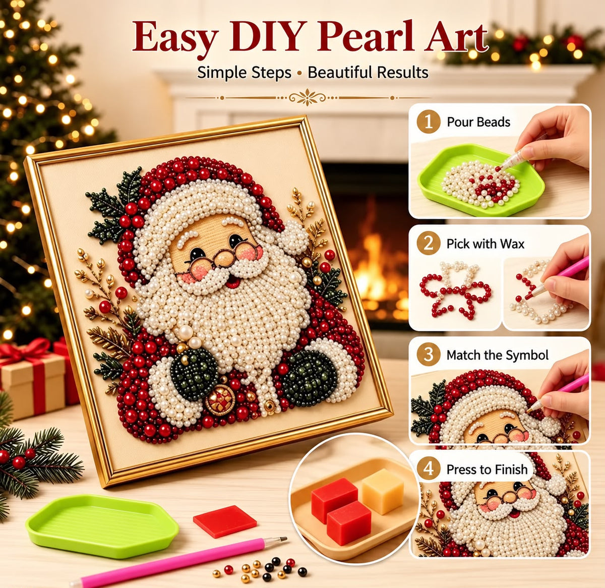 CHRISTMAS PEARL DIAMOND
PAINTING KIT WITH FRAME