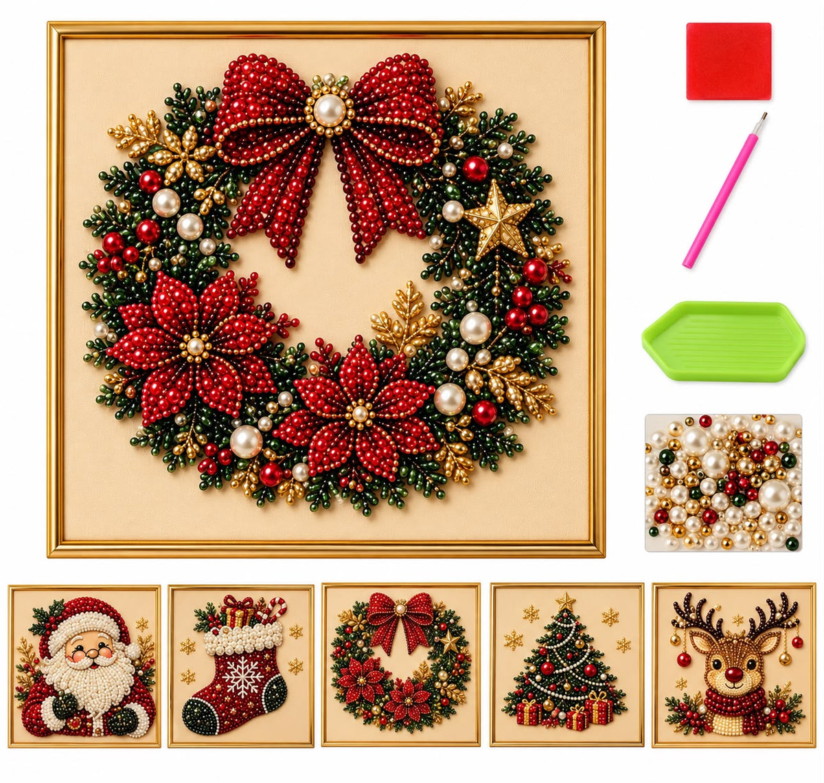 CHRISTMAS PEARL DIAMOND
PAINTING KIT WITH FRAME